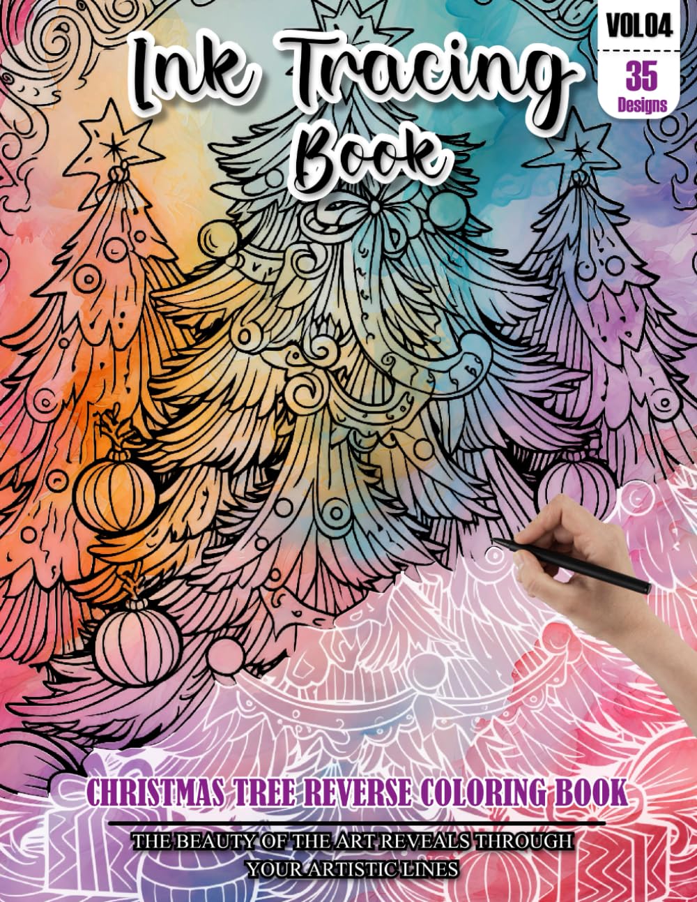Ink Tracing Book for Adults: Stress relief reverse Christmas Tree ink tracing book for adults: mindfully Follow white lines to Uncover 35 Christmas ... a perfect gift for Christmas lovers(Vol-4)
