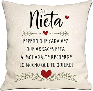 Bommex Regalo de Nieta para Abuela y Abuelo - Cojín Con Mensaje 'Espero Que Cada Vez Que Abraces Este Cojín Te Recuerde Cu...