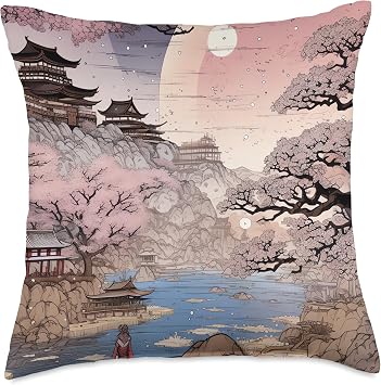 Comic Box Sakura Garden of Sakura Dreams in Panels A Blossom-Laden Odyssey Throw Pillow, 18x18, Multicolor