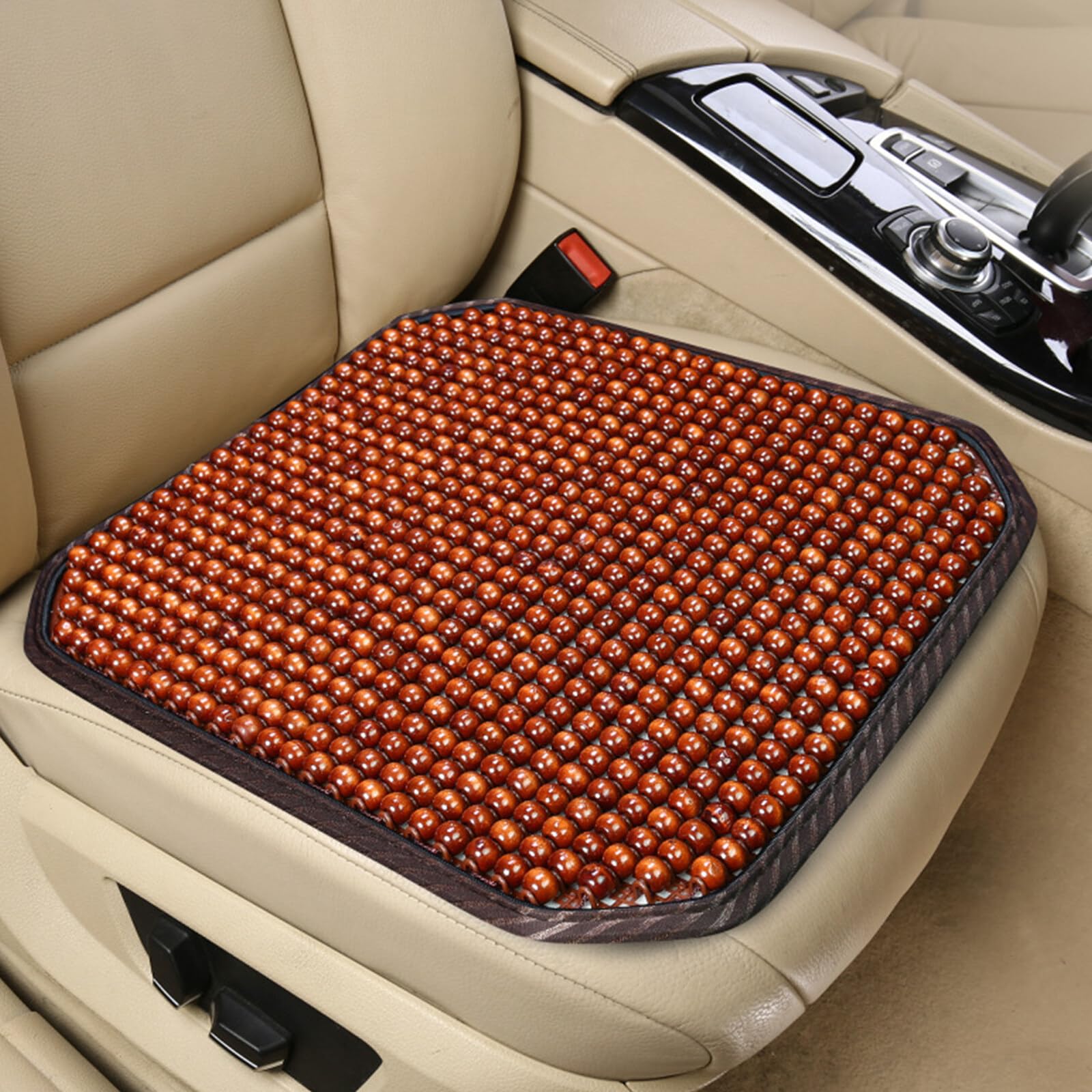 Housse de siège en perles de bois pour voiture/van/Taix - 45 x 45 cm - Coussin rafraîchissant pour siège de voiture - Pour voiture, maison, bureau