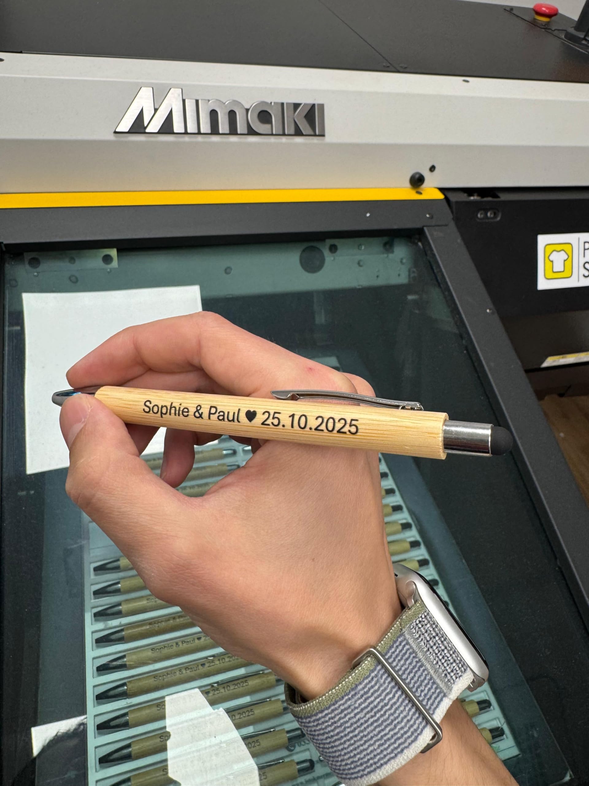 Pack de 100 Bolígrafos de Bambú con Punta Táctil, Bolígrafos Ecológicos Personalizables con Logo, Regalos Publicitarios y Promocionales para Empresas, Ferias, Eventos y Merchandising