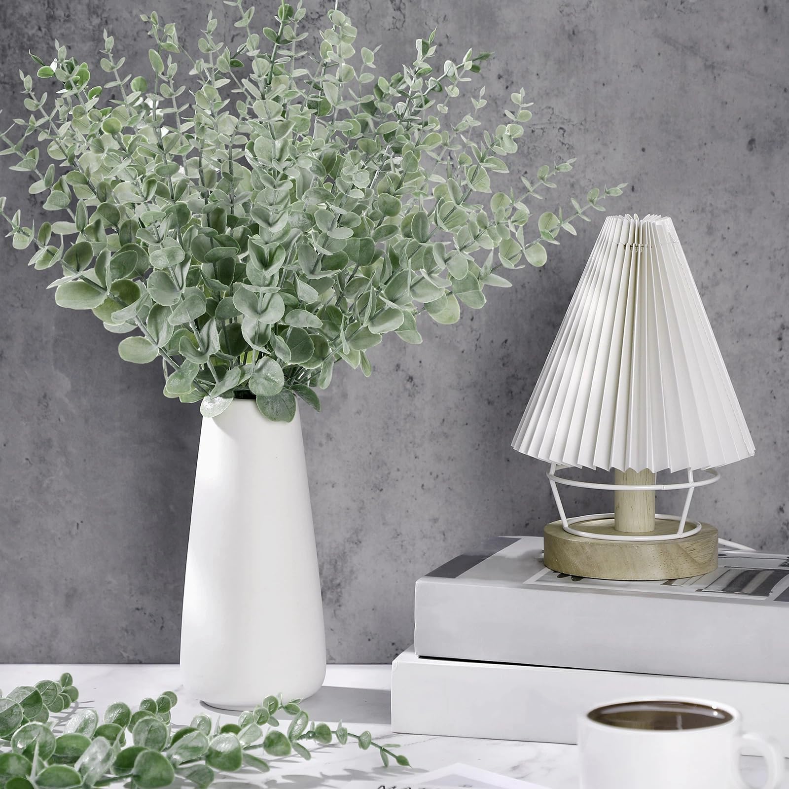 Lot de 100 tiges d'eucalyptus artificielles pour décoration de Mariage, Centre de Table, Bouquet de Fleurs, décoration d'intérieur (Vert Clair)