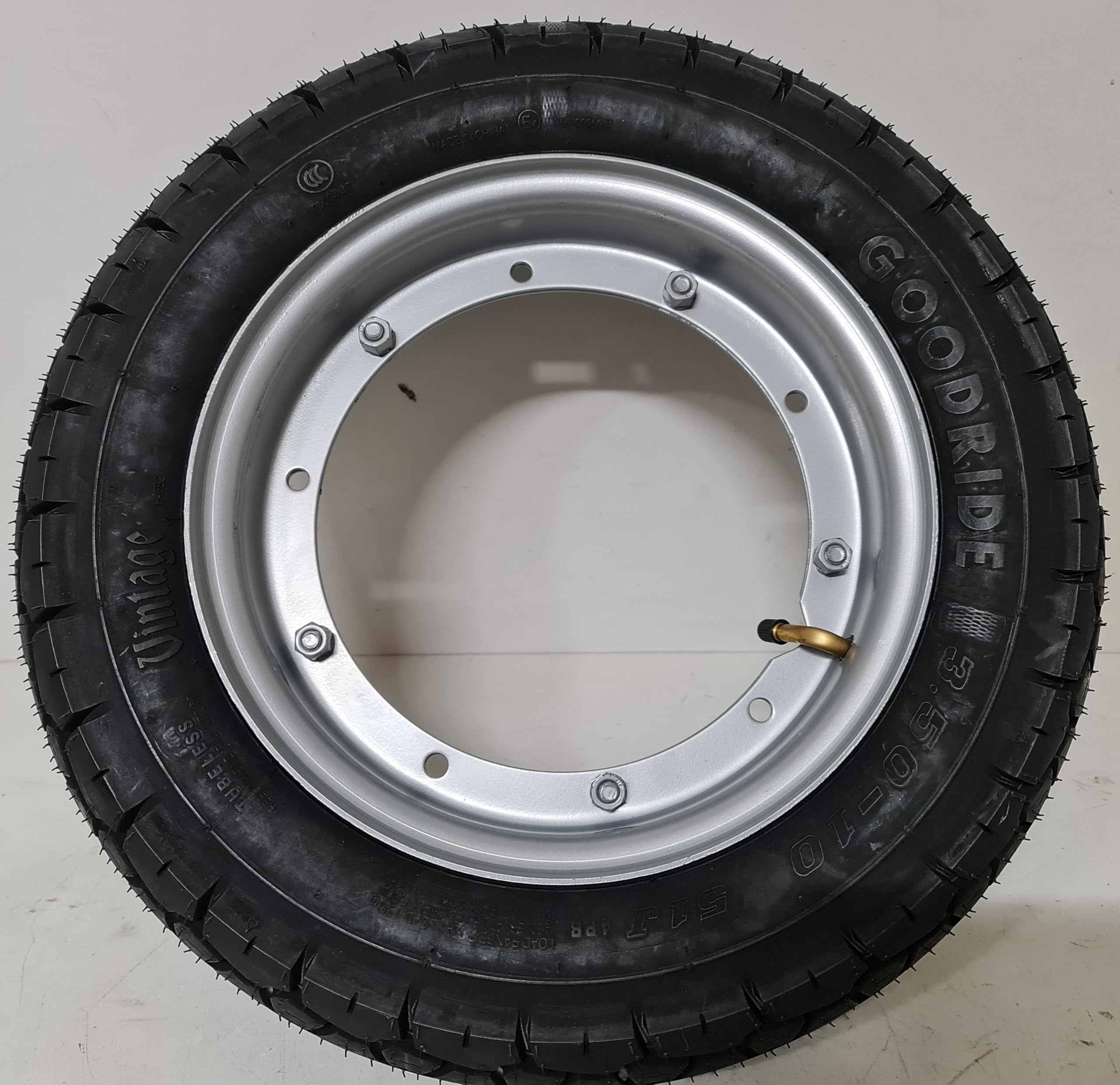 Ruota Completa 3.50-10 51J Tubeless per Piaggio Ape 50 Copertone Cerchio Montata