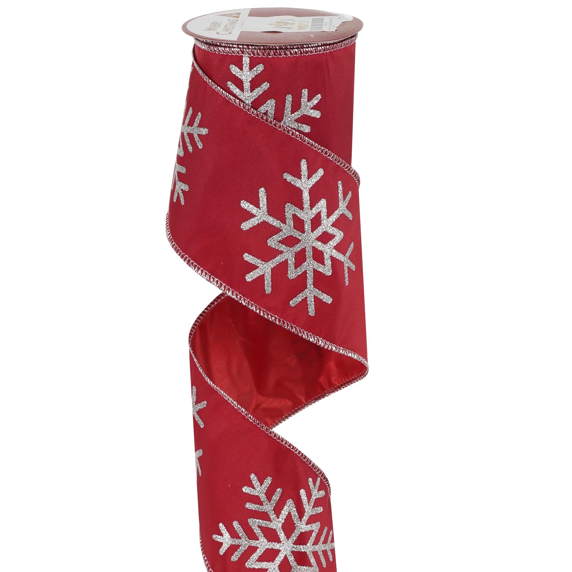 Amazon.com: MEEDEE 4 Inch Red Snowflake Ribbon Wired Christmas Tree ...