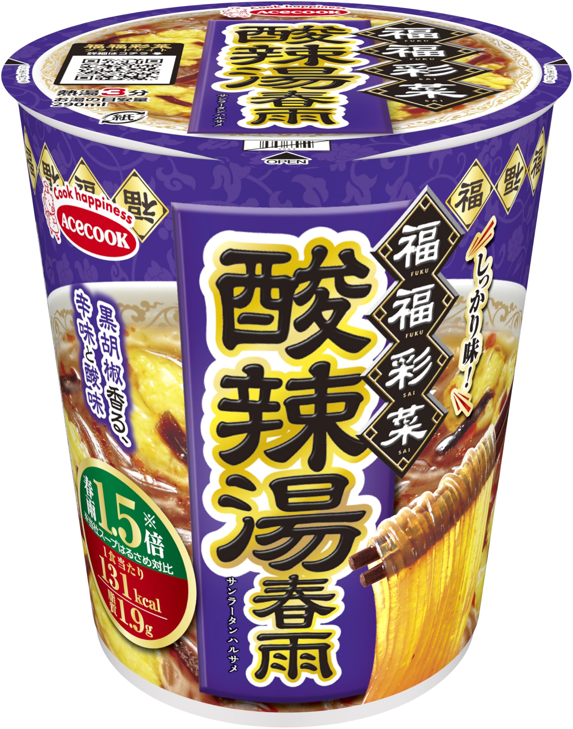 エースコック 福福彩菜 酸辣湯春雨 40g ×12個