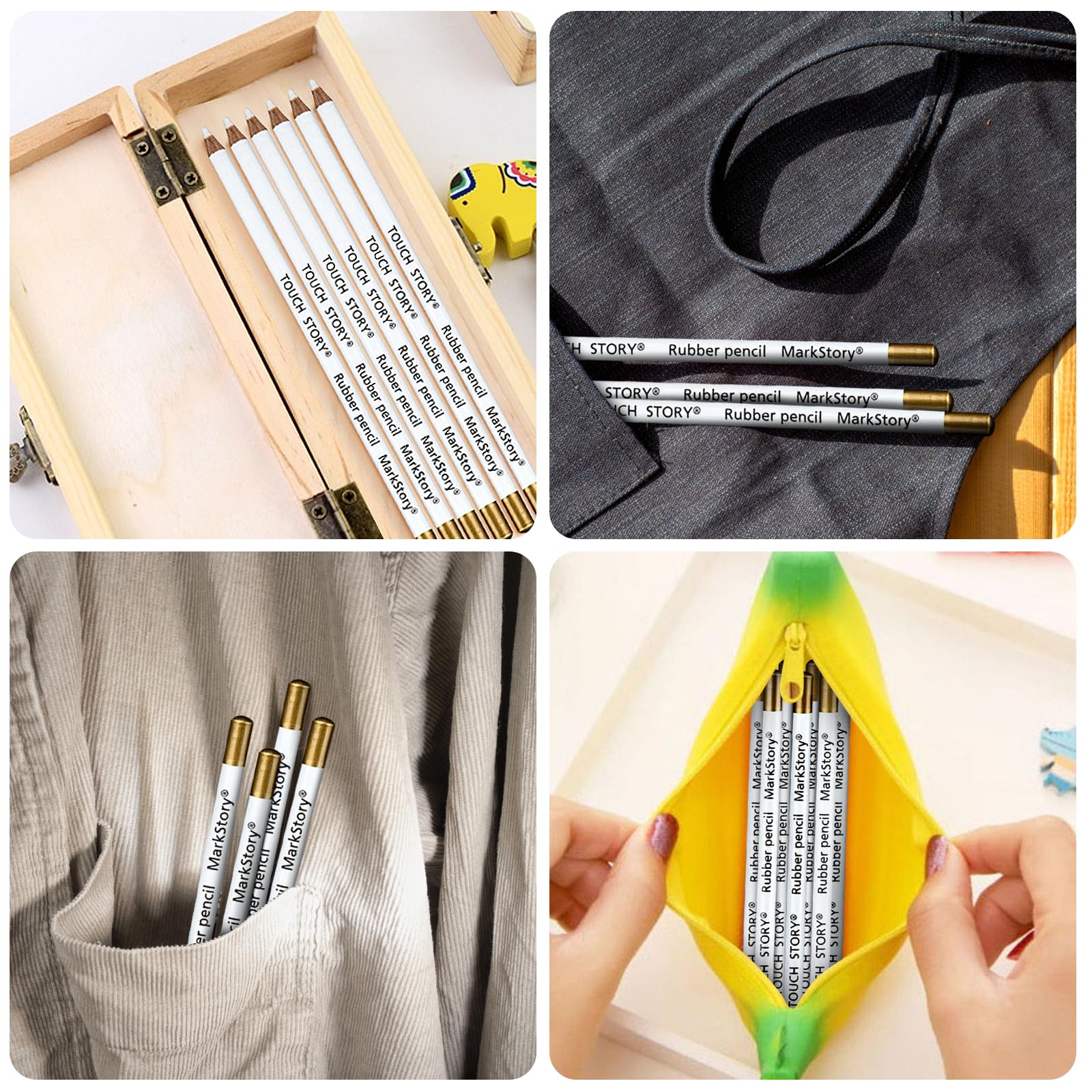 Set Di 6 Matite Gomma Per Artisti – Penne In Legno Per Disegni A Carbone E Matite Colorate