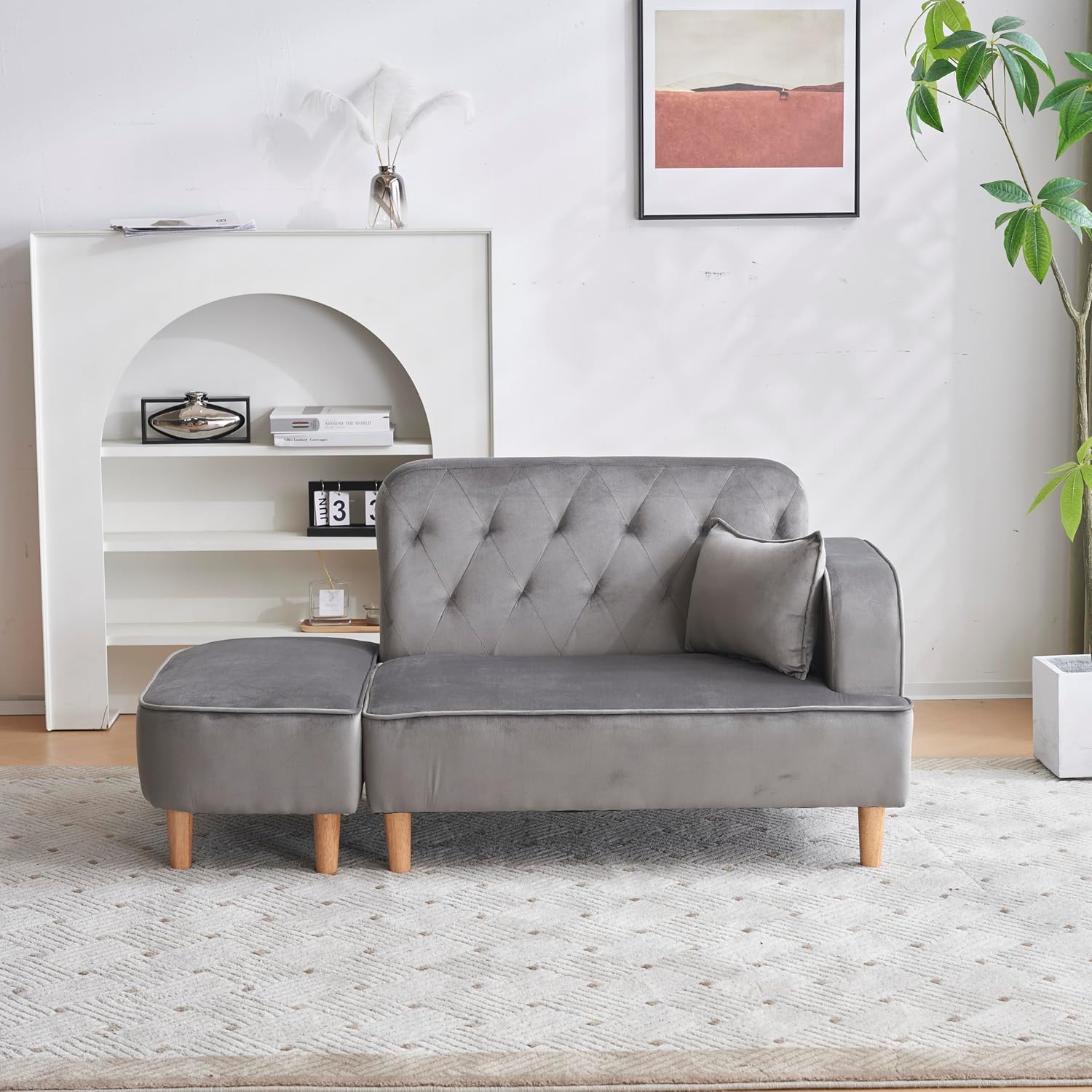 ソファー 2.5人掛け カウチソファ リビングソファ 肘付き オットマン l