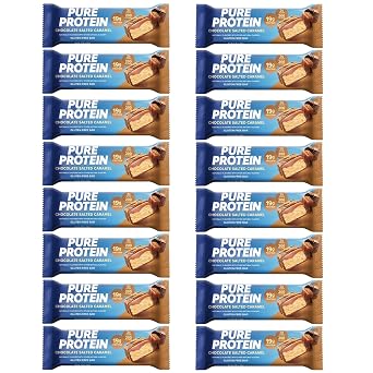 Pure Protein Bars, High Protein, Nutritious Snacks to Support Energy 1.75 oz. Low Sugar, Gluten Free, Salted Chocolate Caramel, 16 Count