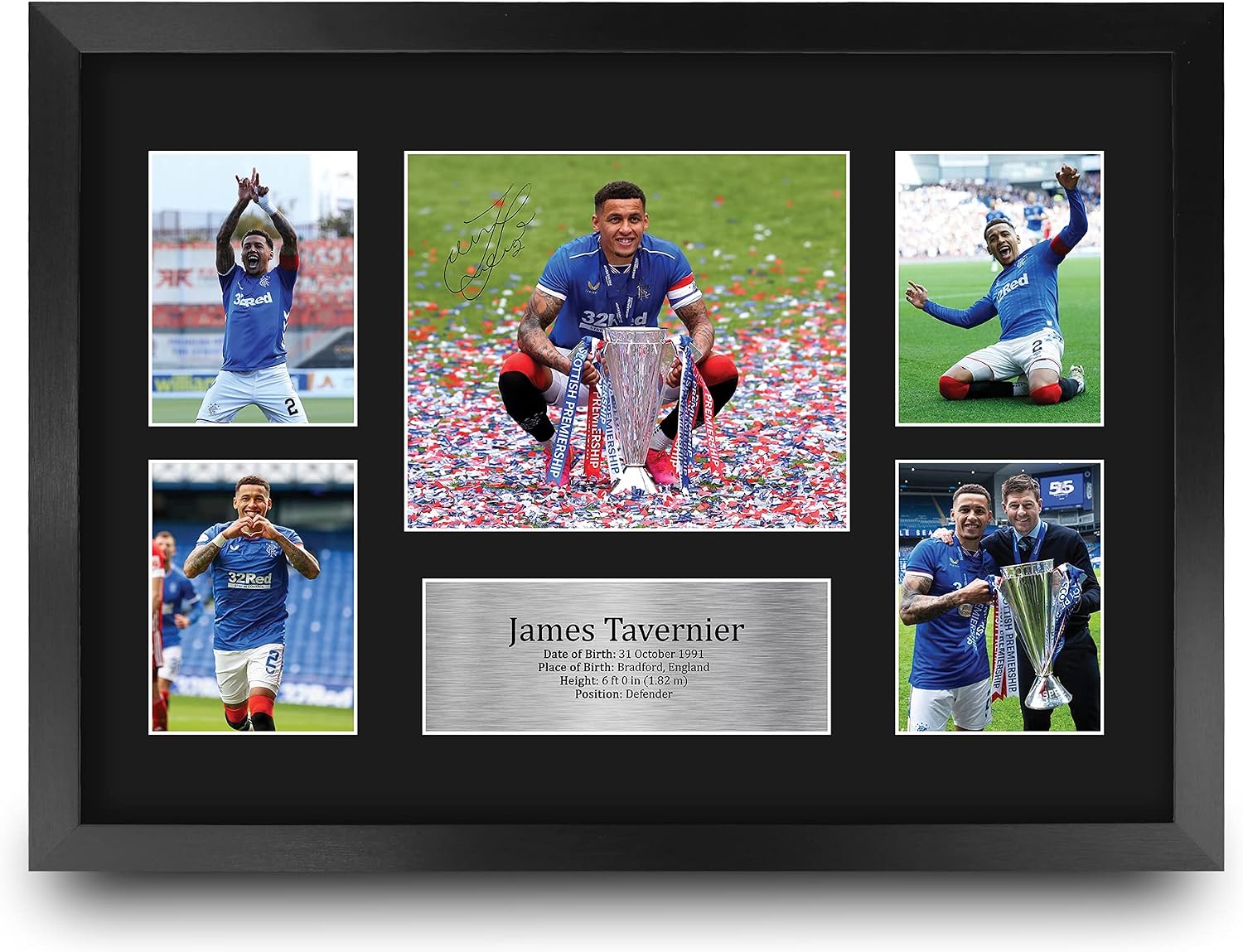 HWC Trading FR A3 James Tavernier Rangers Gifts Printed Signed Autograph Picture for Football Fans and Supporters - A3 Framed
