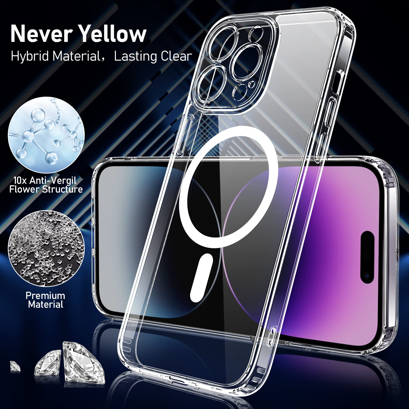 Coque Mince Iphone 13 Coque Magnétique Qasyfanc IPhone 13 - Transparente Avec Verre Trempé Protection Militaire Iphone