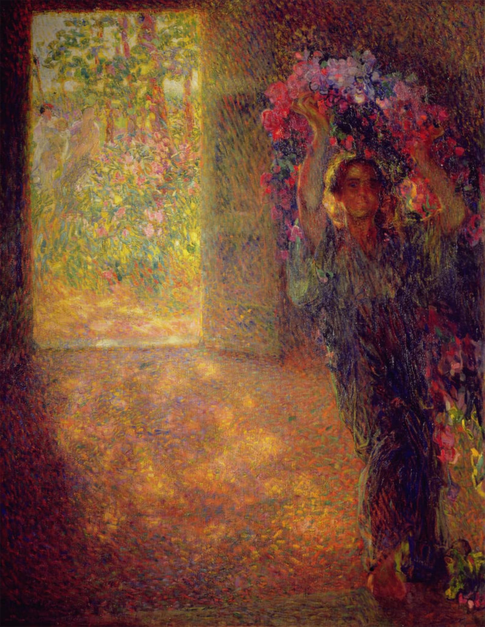 SERENDIPITP Abstract Painting Mural Print Picture Wall Decor Painting the Blossoming House by Plinio Nomellini Vintage Wall Artwork for Home Decor 60x90cm