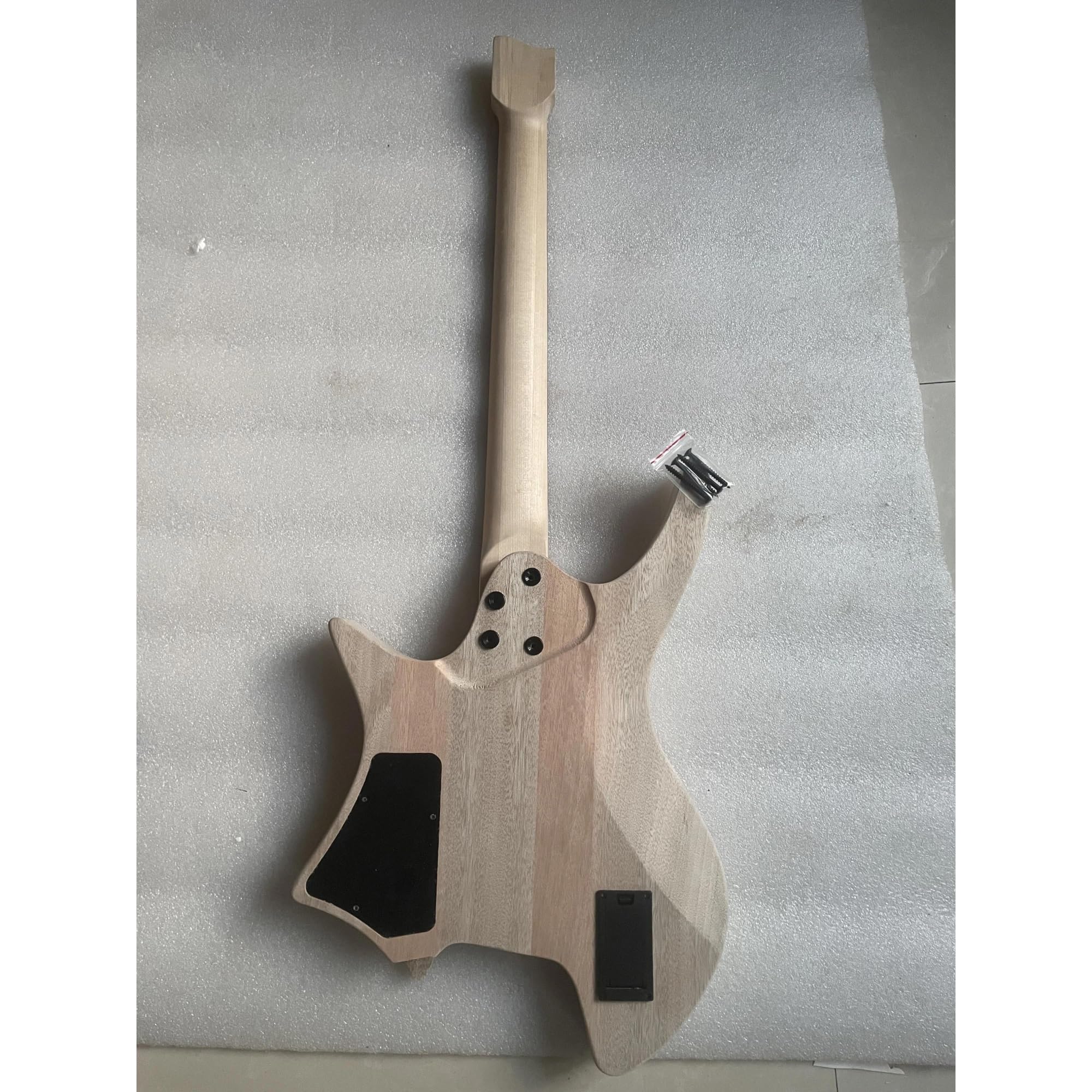 Corpo della Chitarra Incompiuto 6 corde Headless Set Chitarra Elettrica Con Impiallacciatura d'acero Corpo in Mogano Collo in Legno D'acero 24 Tasti Arrosto In Legno D'acero