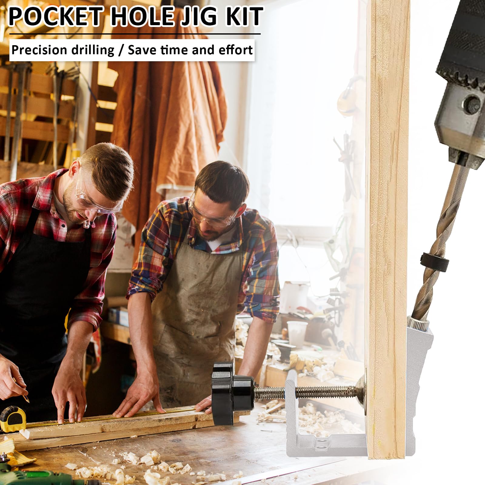thirei Pocket Hole Jig Kit, 15° Drill Guide Joint Screw Kit, DIY Woodworking Tools Carpentry Locator, for Wooden Furniture Grey - Image 2