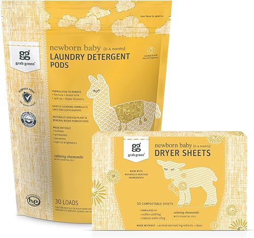 Miniatura 7 de Grab Green Paquete de cápsulas de detergente y sábanas para secadora para bebé, 50 cápsulas y 80 hojas de secadora, aroma de palisandro de ensueño