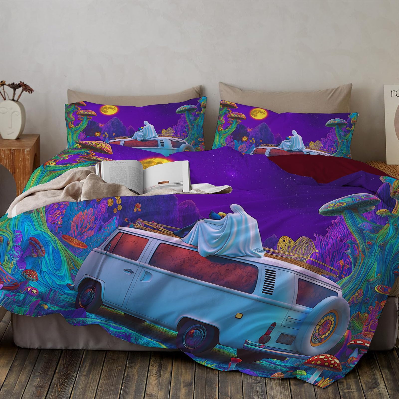 Parure de lit 3 pièces en microfibre thermorégulatrice à fermeture éclair solide
