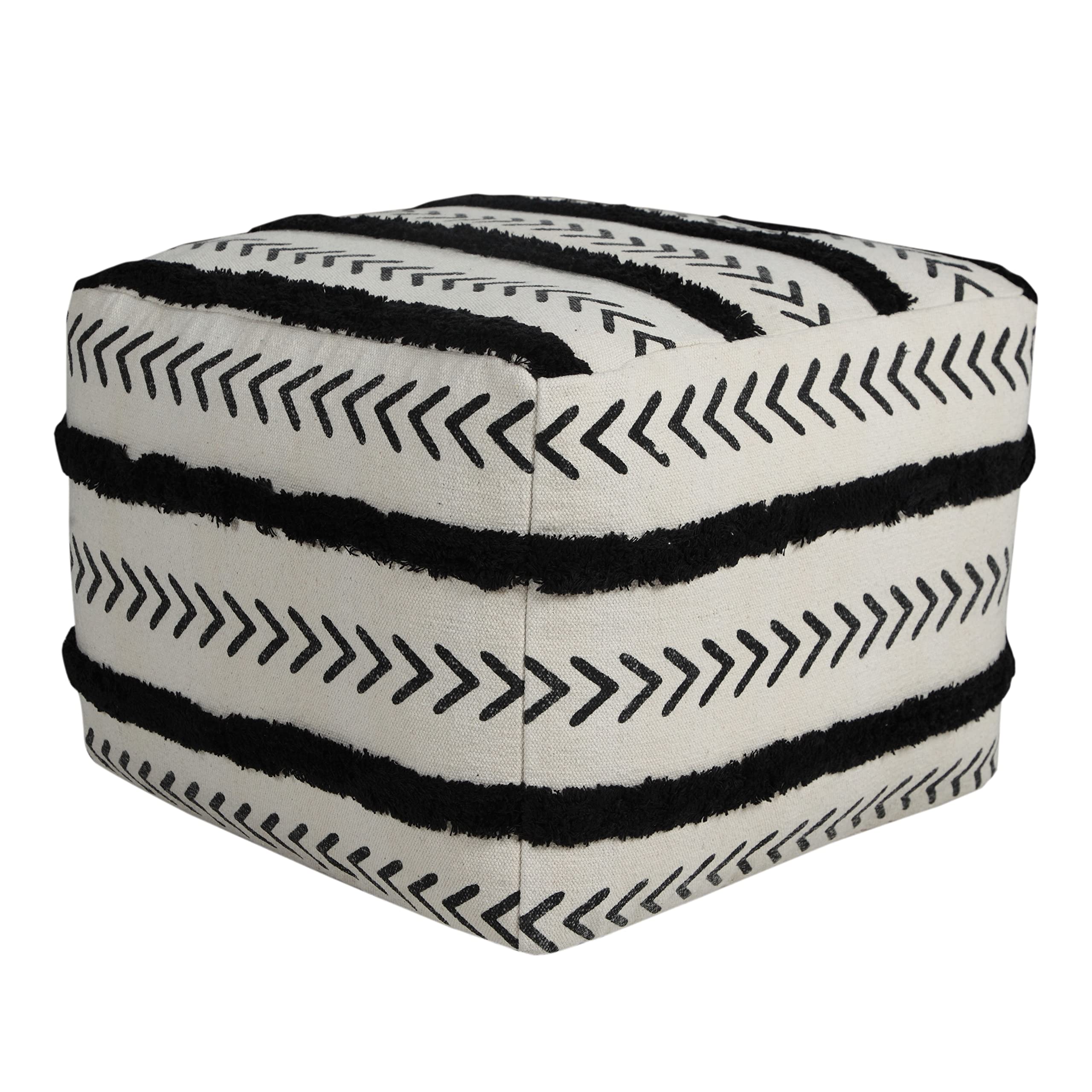 Trade AM Ox Bay White/Black Striped Pouf
