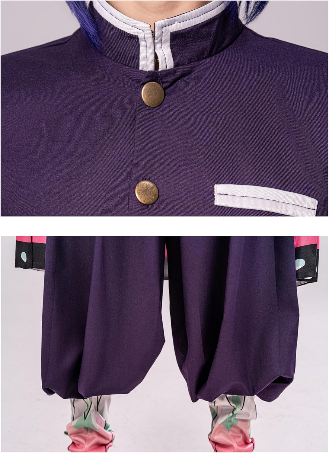 OSIAS Women Anime Kochou Shinobu Cosplay Costume with Embroidered Top and Butterfly Headwear - Image 5