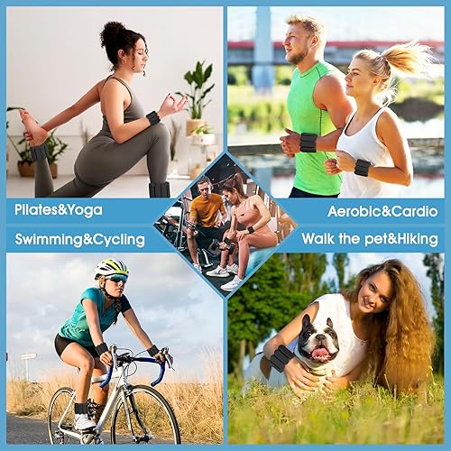 Miniatura 7 de Pesas de muñeca, paquete de 2 pesas de tobillo de muñeca para mujeres y hombres, pulseras de silicona ajustables para brazos y piernas para caminar,