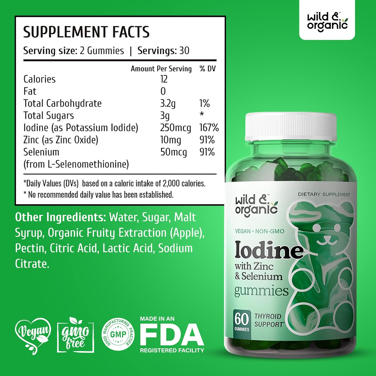 Buy Wild & Organic Iodine Gummies Iodine Supplements for Thyroid with