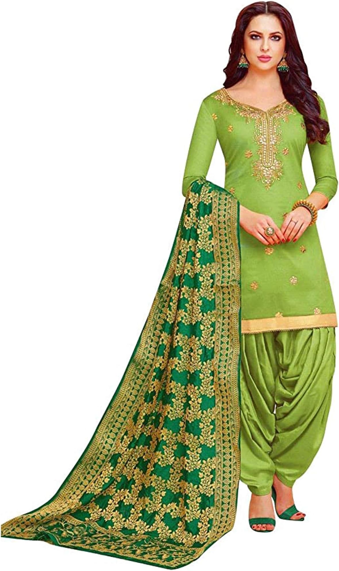 Women's Wear Heavy Chaderi slik Punjabi Shalwar Kameez Patiyala Suits Indian Pakistani Fancy Dress