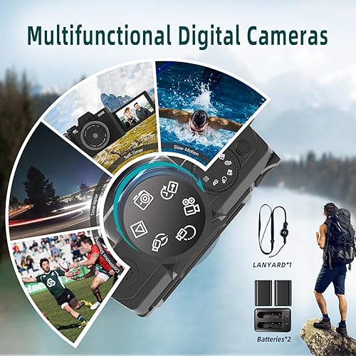 Miniatura 6 de Cámara digital para fotografía y video, cámara de vlogging 4K 48MP para YouTube con pantalla abatible de 180°, zoom digital 16X, gran angular de