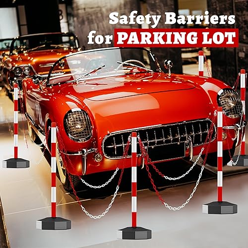 Miniatura 2 de CXCESNS Paquete de 6 Cono de poste de delineador de tráfico con base rellenable, conos de marcado de seguridad de tráfico para estacionamiento,
