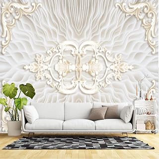 Custom Size Wall Murals, Multi-Shelf Bookcase White Books & Decor, Self-Adhesive Wall Fabric(NO PVC) Removable Large Photo Wallpaper for Living Room, Bedroom,Office