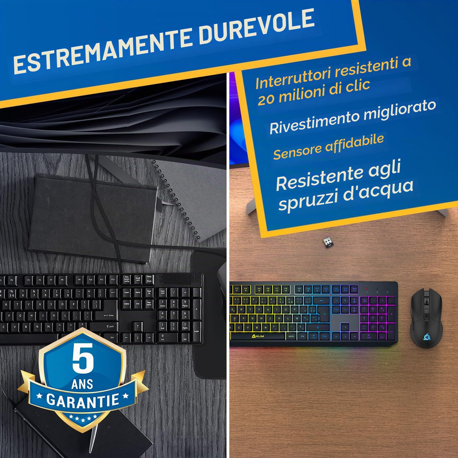 Chroma Fr RGB Set Wireless Blaze Azerty France Layout, Resistente | Pacchetto Tastiera e Mouse da Gioco Senza Fili, Ergonomico, Console, 2 Dongle per Prestazioni Migliori, Versione Esclusiva