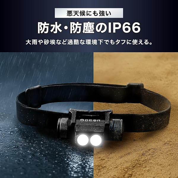 (ギアトル) ヘッドライト 3350mAh 軽いのにパワフル 最大1800LM USB充電式 高輝度 LED 防水防塵 夜釣り 最適 登山 キャンプ 散歩 作業 釣り アウトドア 災害 停電用 小型 - 5