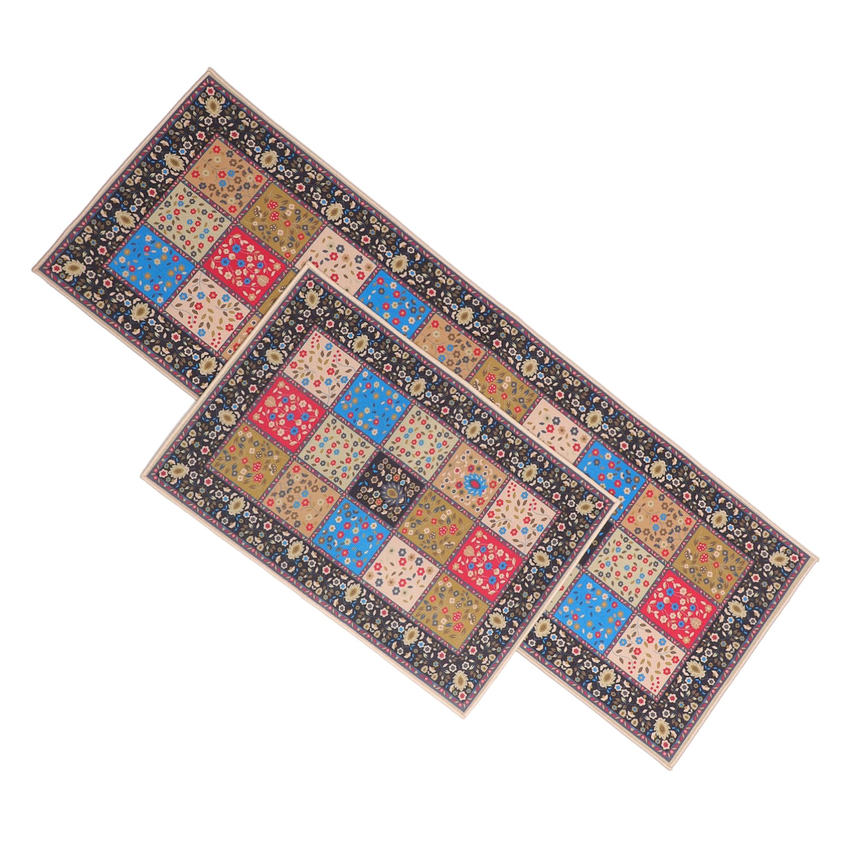 Alfombra de cocina rectangular de 2 piezas poliéster antideslizante comedor y sala de estar elegante
