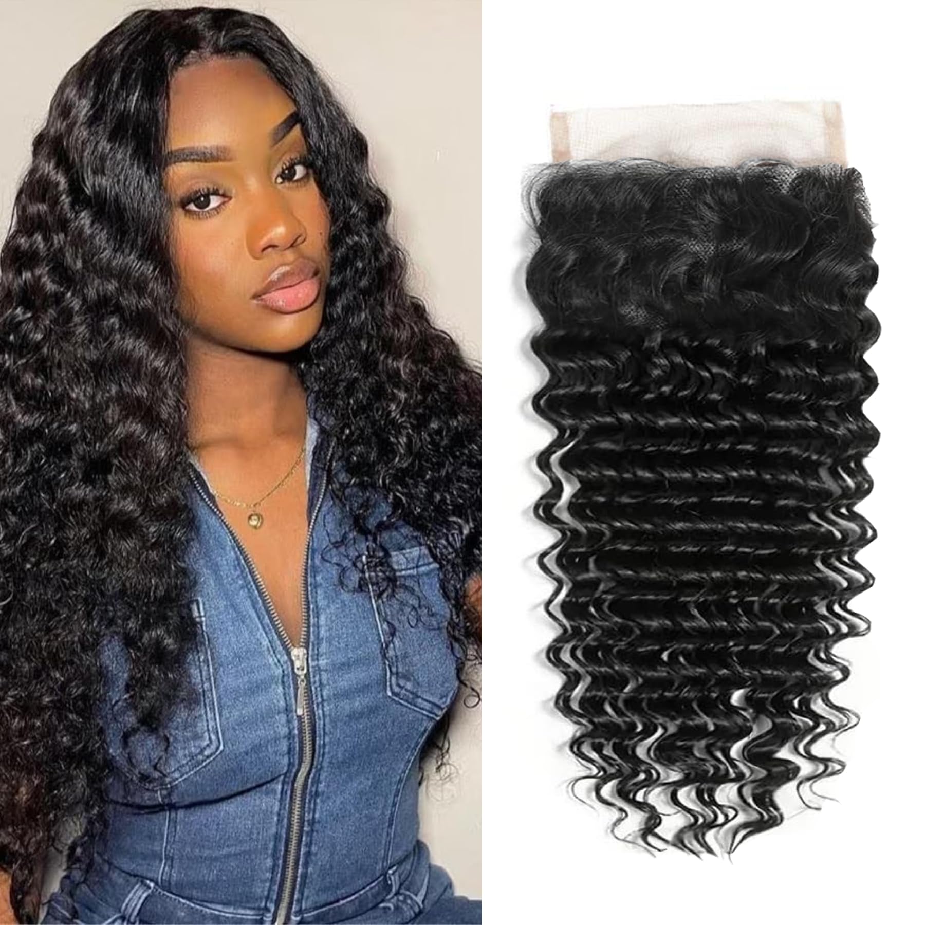 Skinlike 6x6 Deep Wave Frontal Closure Human Hair Natural Black Transparent Hd Lace Closure 16 Inch 10a Brazilian Virgin Human Hair Free Part Pre