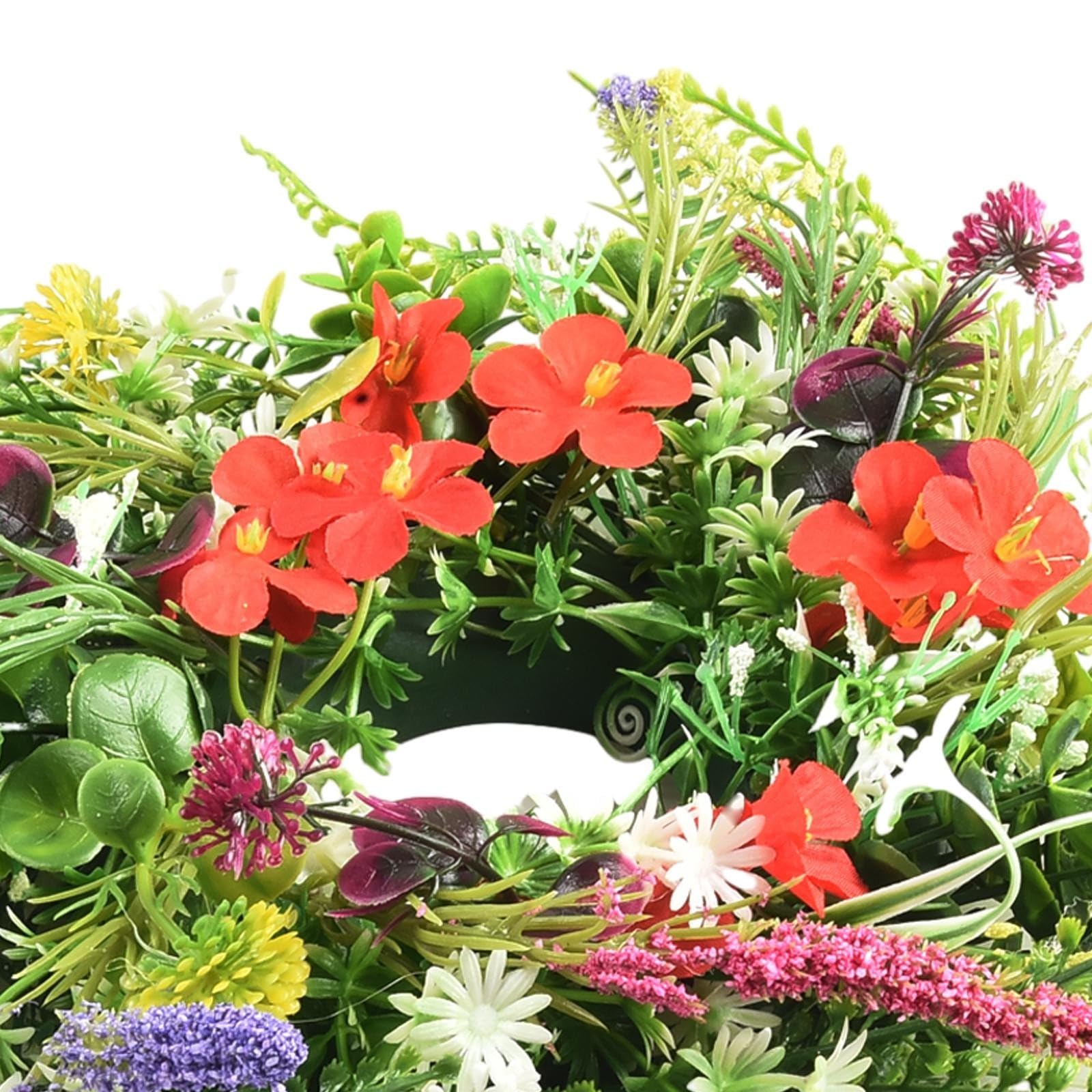 Guirlande de fleurs sauvages de printemps 30 cm Couronne artificielle pour porte d'entrée