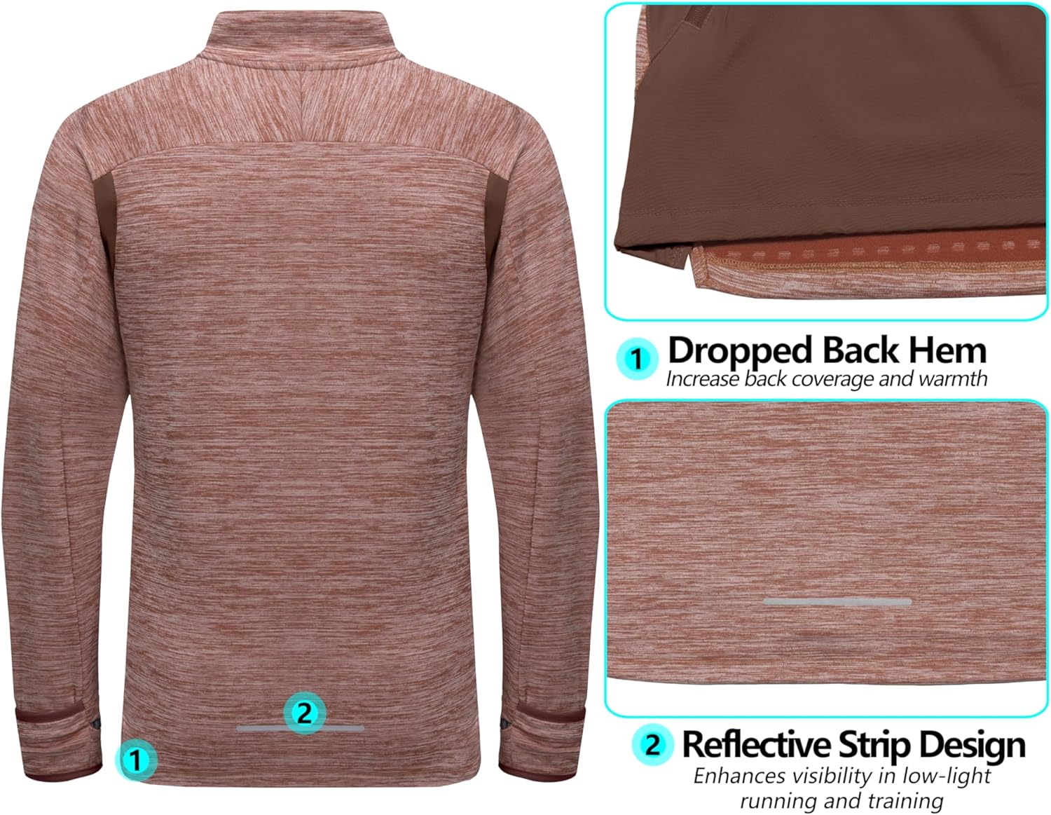 Little Donkey Andy Men's Quick Dry Warm Lightweight Running Jacket Full Zip Thermal Hybrid Thumbholes Golf Track Jacket - Image 6