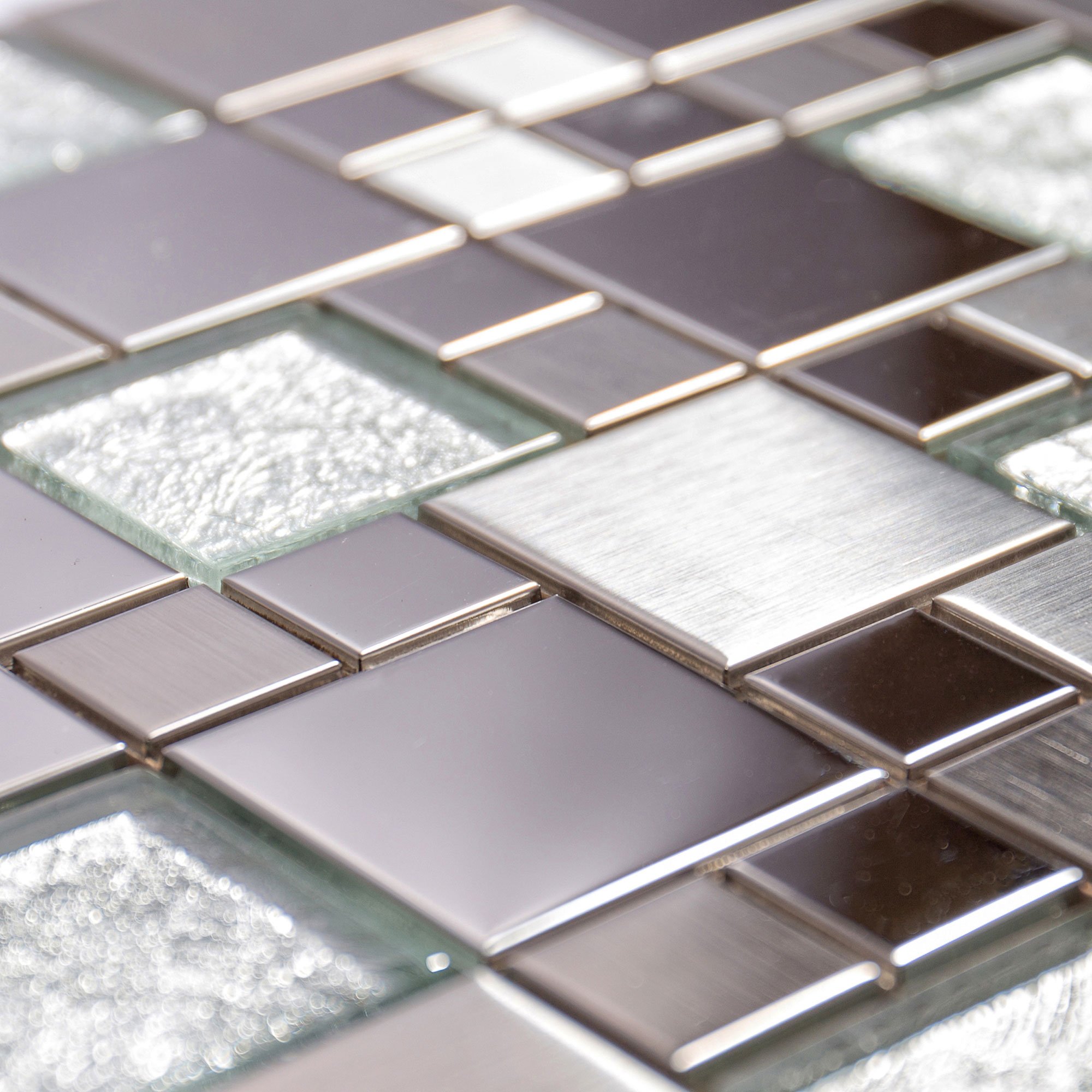 Metallic Random Silver Mix Mosaic 300 x 300mm