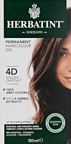 Herbatint Gel permanente para el cabello, castaño dorado 4D, 4 onzas (095216)