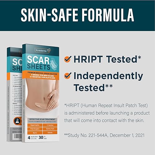 Miniatura 9 de NUVADERMIS Hojas de silicona para cicatrices – Hojas de cicatrices extra largas de grado médico para cesáreas, abdominoplastia, queloides y