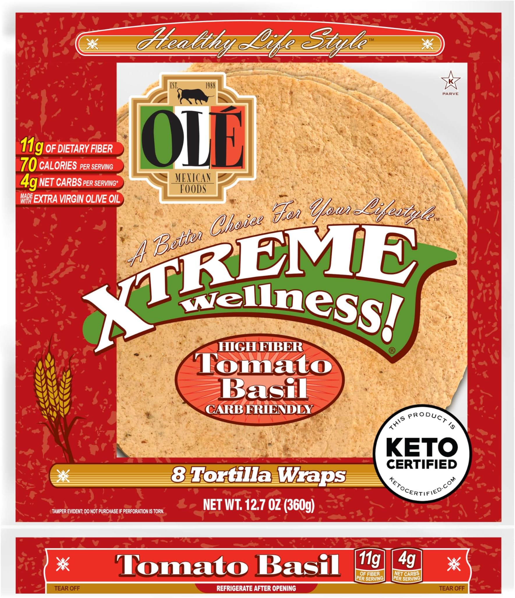 Olé Xtreme Wellness® High Fiber 8" Flour Tortillas Carb