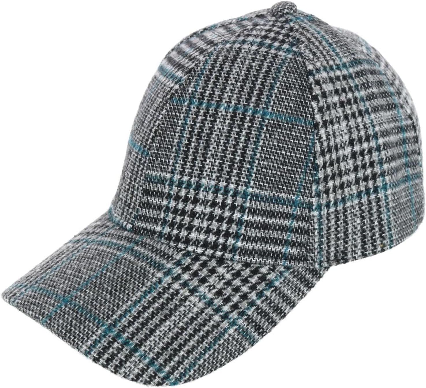 David & Young Women's Menswear Houndstooth Plaid Baseball Cap