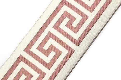 Miniatura 7 de 16 yardas de largo 2.67 pulgadas de ancho de cinta griega rosa y beige ribete jacquard para tus cortinas, cortinas, cinta de bandas, tela de