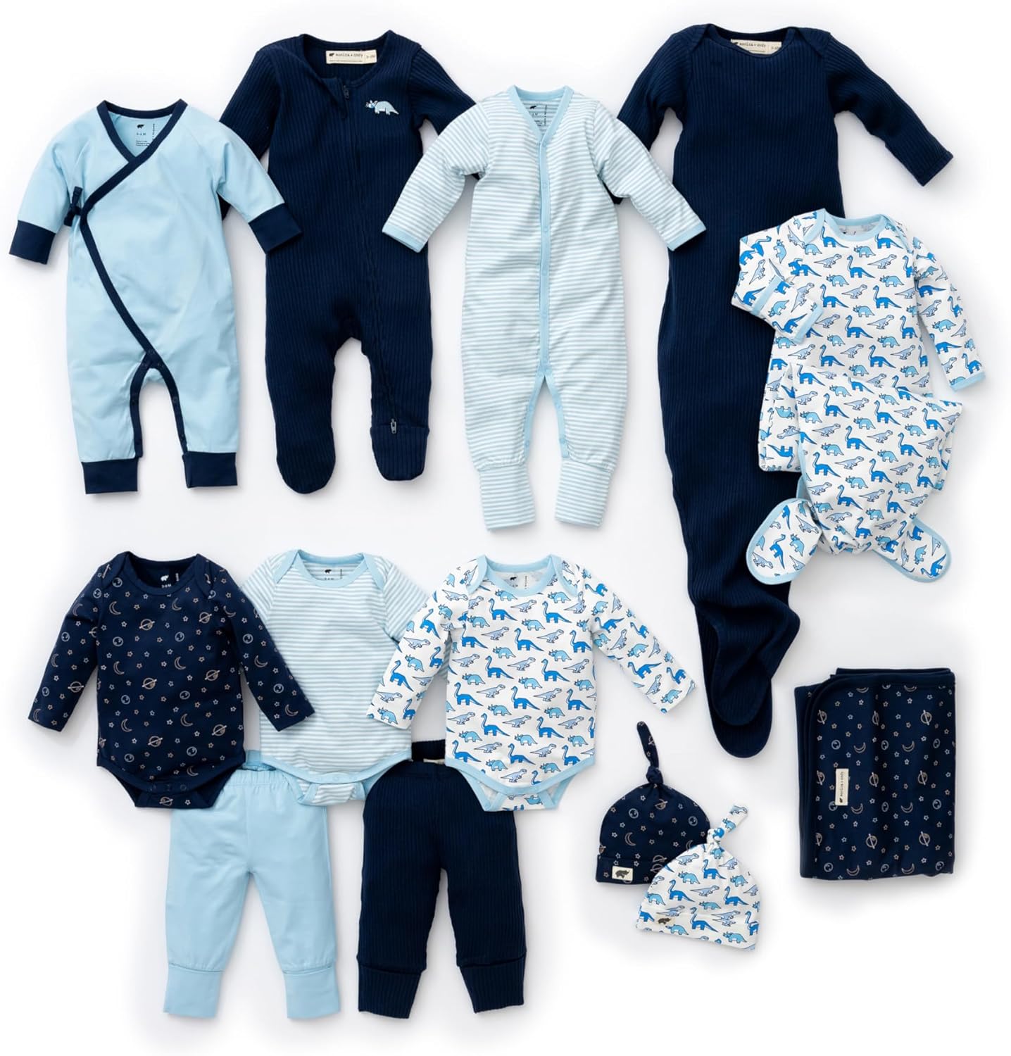 MONICA + ANDY Soft Start Box, Organic Cotton Baby Clothes Set, Super Soft 13-Piece Newborn & Infant Baby Gift Set