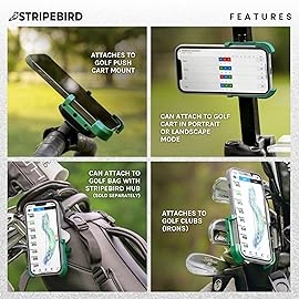 Stripebird Original Magnetic Golf Cart Phone Holder (Green), Golf Caddy, Coolest Golf Cart Accessories, Cool Golf Gadgets, Slim Smartphone Mount