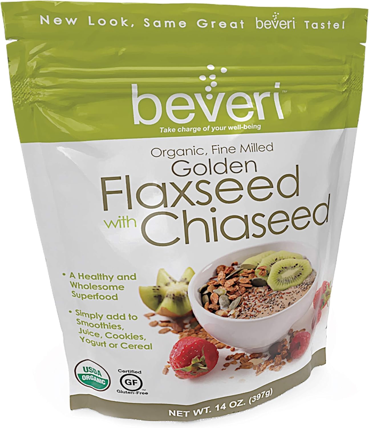 Beveri Nutrition Fine Milled Golden Flax Seed With Chia 14 Ounce