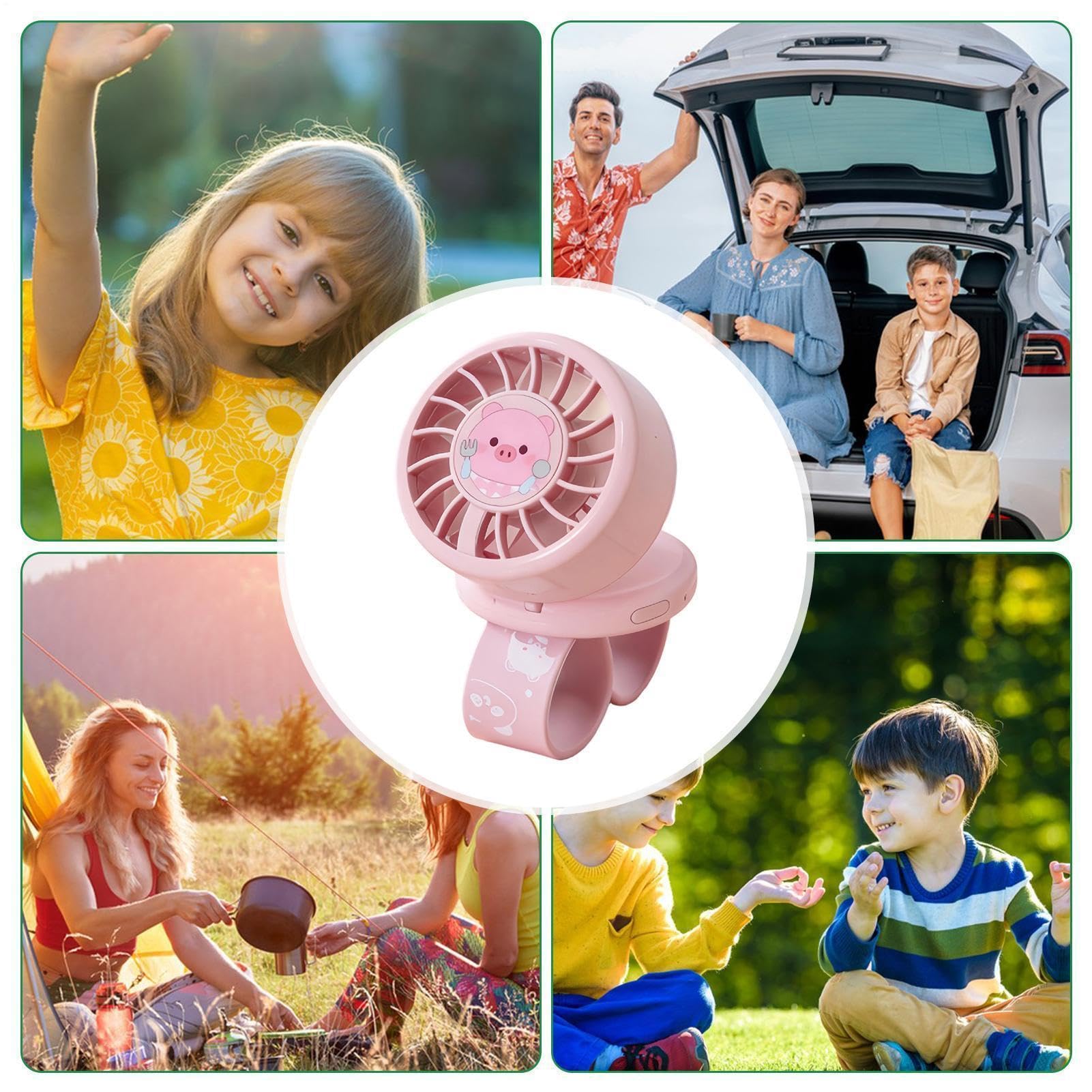 Ventilator für Kinder, tragbares Spielzeug, wiederaufladbar, 3 Geschwindigkeiten, Ventilator für Kinder, für den Sommer, für Outdoor, Camping, Wandern, , Radfahren, Mädchen,