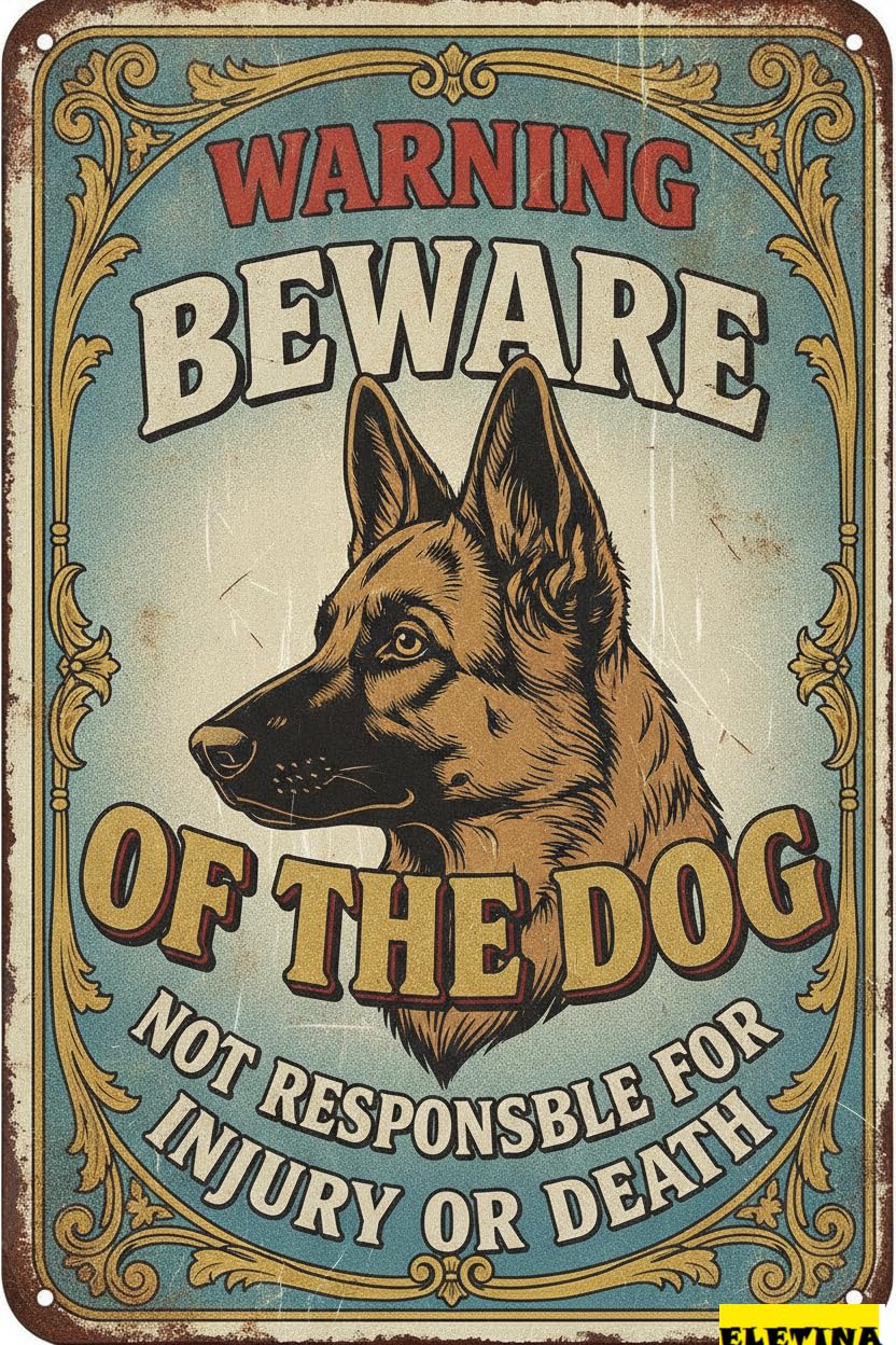 Tin Sign for Man Cave Beware Of Dog Ger Shepherd Warning Aluminum Metal Tin S Outdoor Yard Warning Fence Yard Home Kitchen Farm Garden Wall Decor 8x12 Inch Private Property Decorative