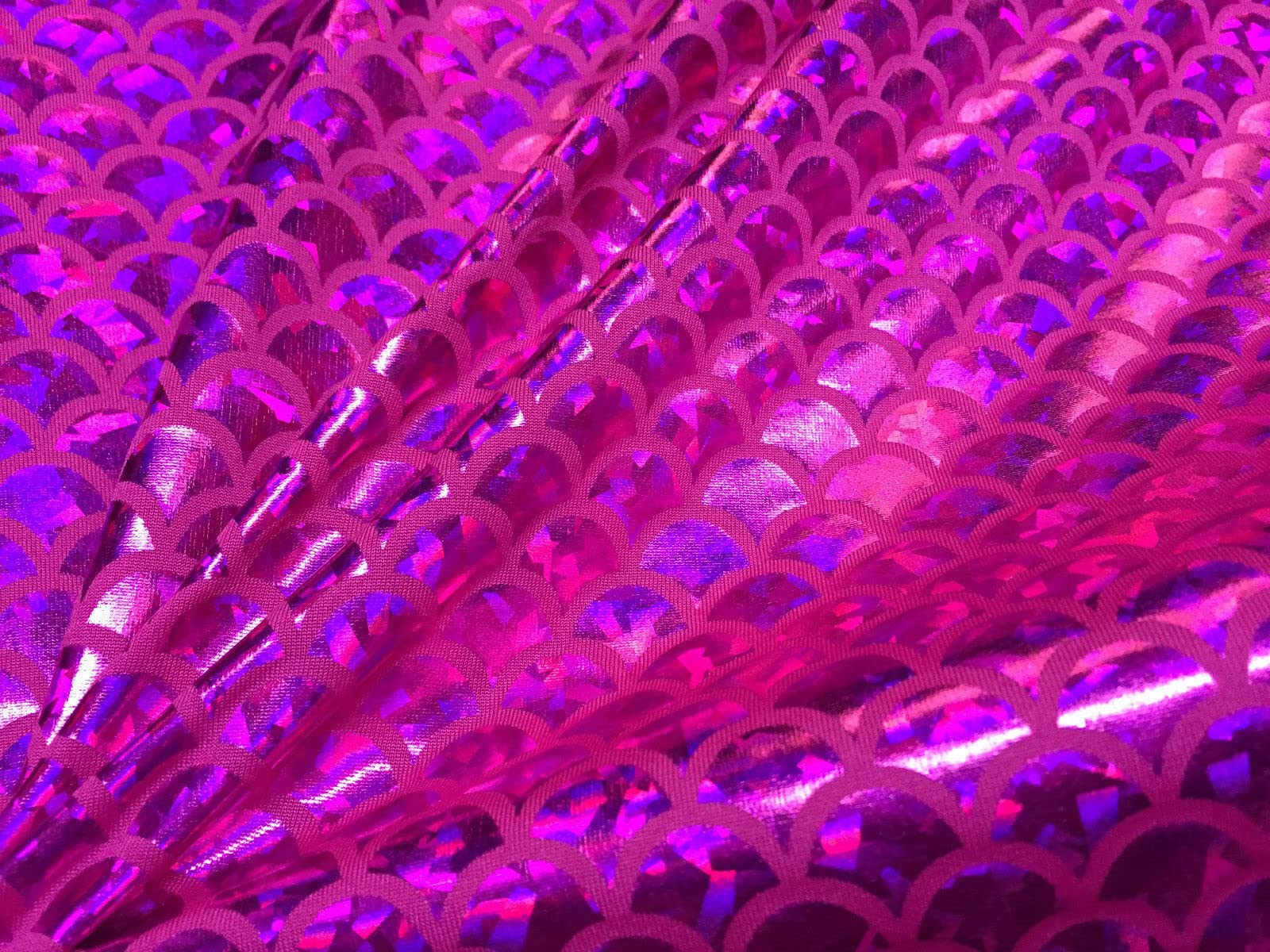 LushFabric Mermaid Scale Print Fabric Fish Tale Scales Foil, 2 Way Stretch Material Lycra Spandex, Bikini, Costume, Dress - Image 2
