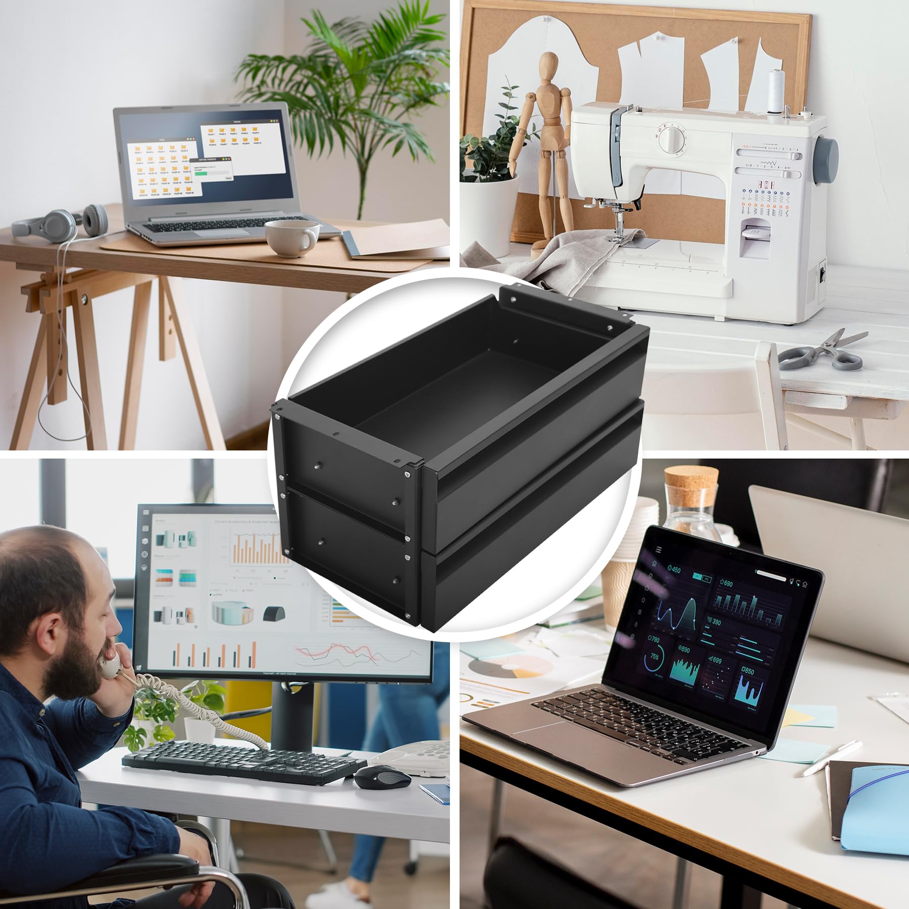 Amazon.co.jp: 15インチ 2段 デスク下引き出し 高さ調節可能 引き出し