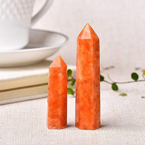 Miniatura 2 de MarkaJewelry - Puntos de cristal curativo de la torre de Obelisco de piedra de sol naranja (1.969-2.362in)