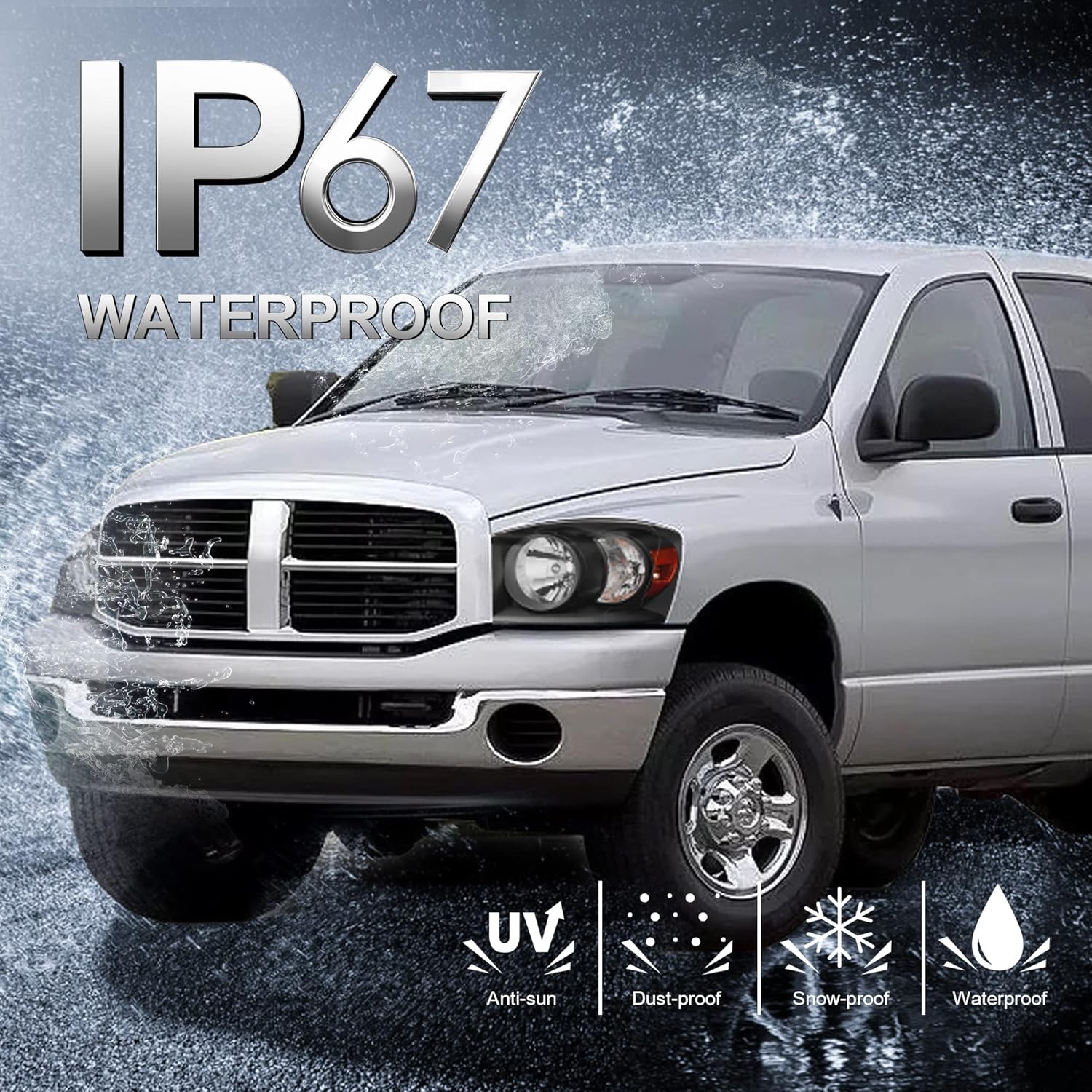 MOSTPLUS Headlight Assembly Compatible with 2006-2008 Ram 1500/2006-2009 Dodge Ram 2500 3500 Front Lamp with Black Housing/Clear Lens/Amber Reflector