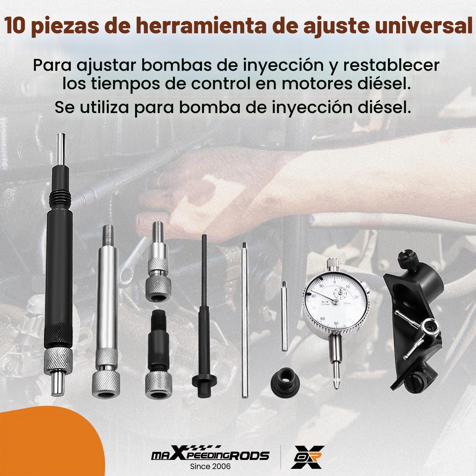 maXpeedingrods Juego de 10 herramientas de ajuste universal para Audi, para bomba diésel BMW, bomba de inyección, reloj comparador, correa dentada