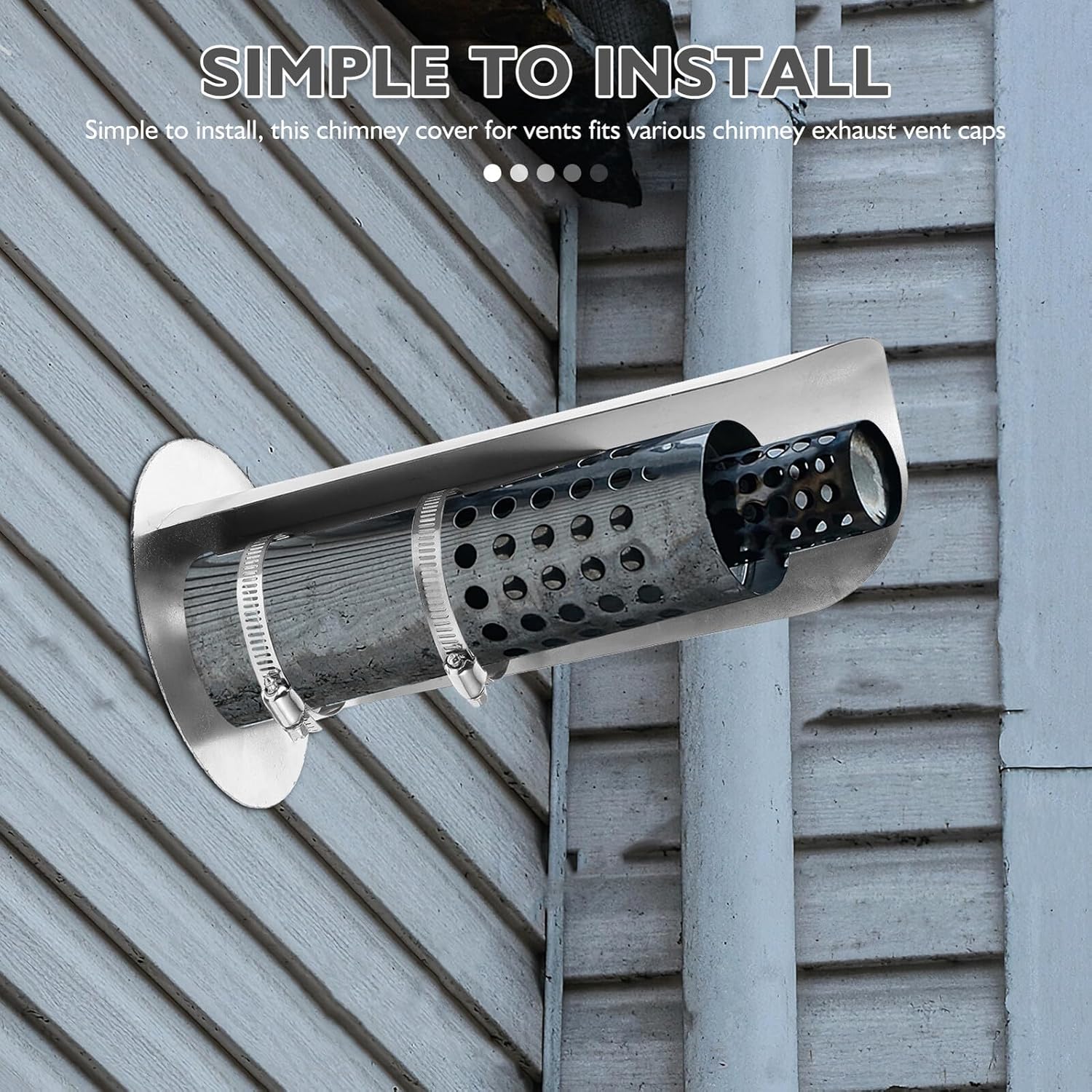 Stainless Steel Chimney Vent Cap 6.5 Inch Rainproof Outdoor Fireplace Roof Exhaust Cover Stove Pipe Ventilation Protector